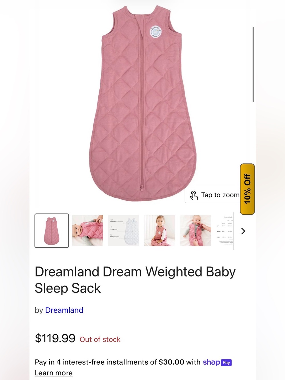 Dreamland Dream Weighted Baby Sleep Sack
by Dreamland